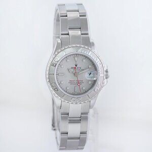 50% OFF! WOMENS ROLEX PLATINUM YACHT MASTER WATCH WITH BOX